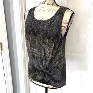 Anthro Deletta Sleeveless Feather Print Top Size S